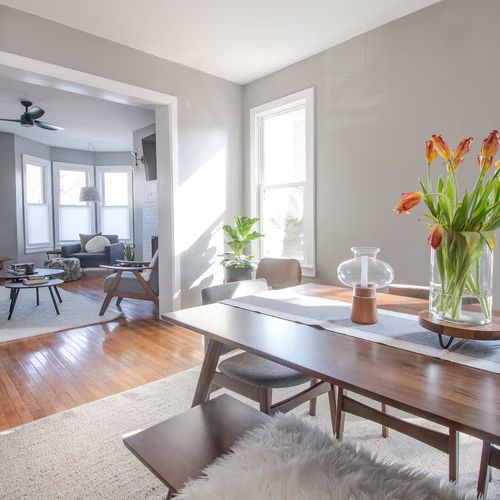 Living space and dining area