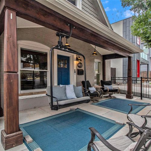 Unwind on the ski lift chair on the front porch