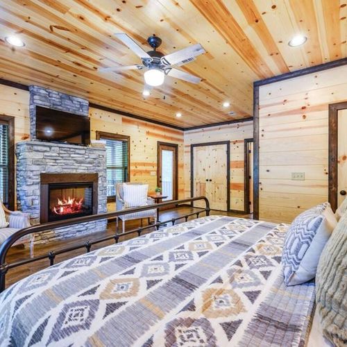 Master Suite has additional seating, a fireplace and outdoor access.