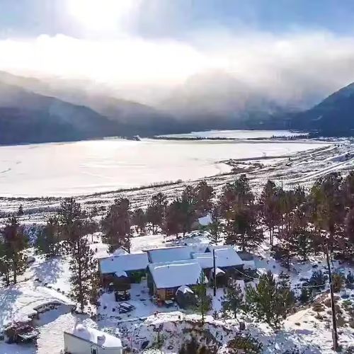 Explore this winter wonderland among the lakes and towering pines.
