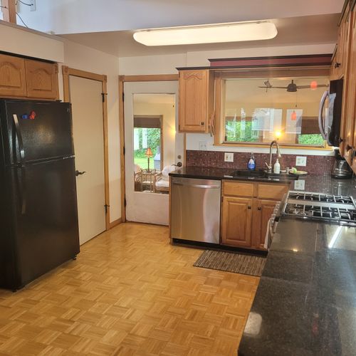 Kitchen:  the home has a modern kitchen with all major appliances including a dishwasher and a good supply of cooking and dining utensils.