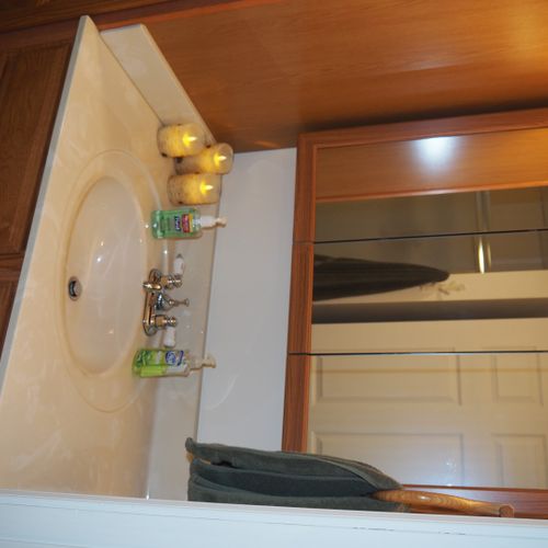 Bathroom:  full bathroom with a walk-in shower as well as a stacked washer and dryer.