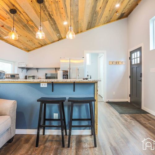 There are two stools at the counter for you to enjoy a meal.