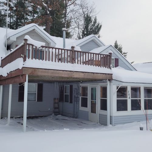 Overall:  the front of the home in winter