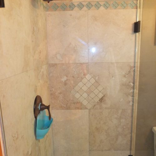 Bedroom #3:  another view of the beautiful shower in the en suite bathroom (private attached bathroom) that is connected to bedroom #3.