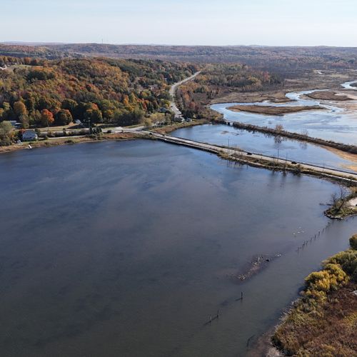 Exterior:  the betsie river as it becomes the "bayou" of betsie lake with the bridge between elberta and frankfort in the photo.
