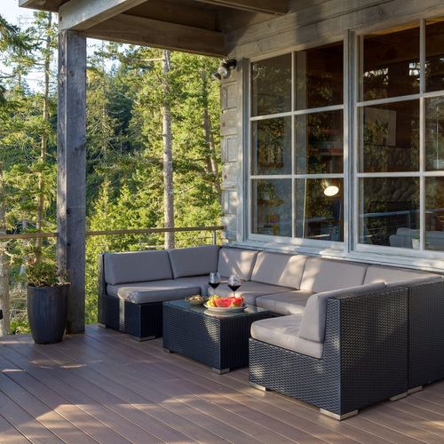 Outdoor seating and sun lounger