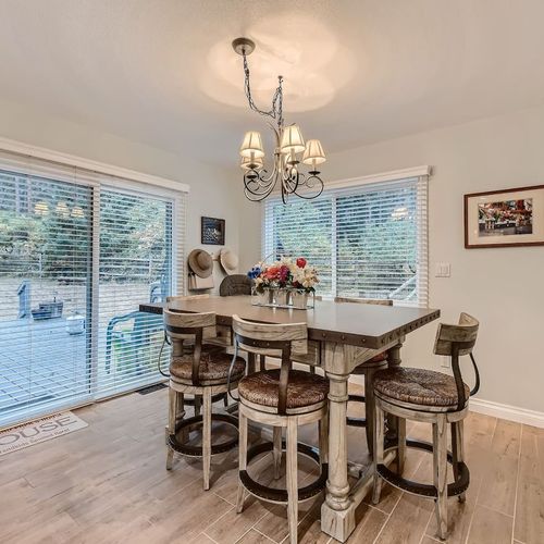 Enjoy a meal at the bistro table with seating for 6.