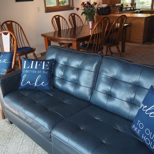 Living room:  large living room with a fireplace and a great view of platte lake