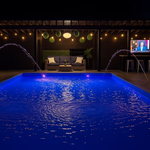 Luna Cove's pool absolutely comes alive at night- come and enjoy!