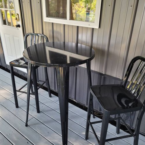 Exterior:  the outdoor dining table.
