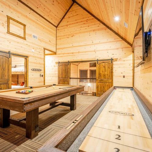 Pool table and shuffleboard.