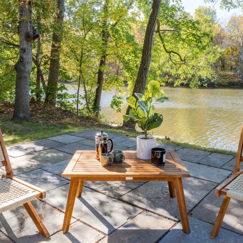 Have your morning coffee along the Esopus under the trees.