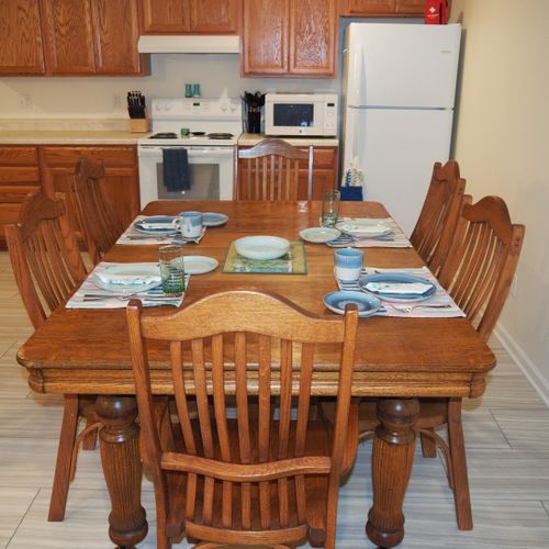 Dining area:  convenient dining area next to the kitchen with seating for 6 adults.