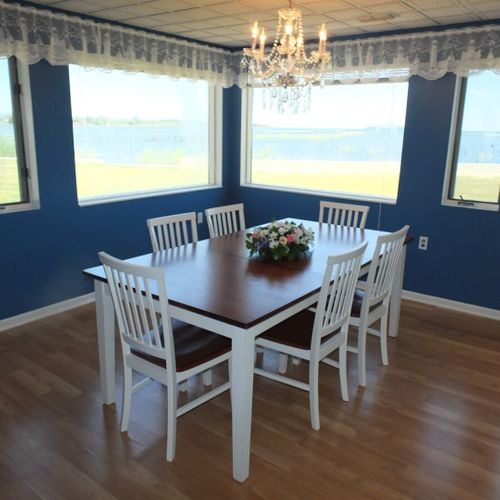Dining room:  another angle highlighting the view of lake huron from the dining room.