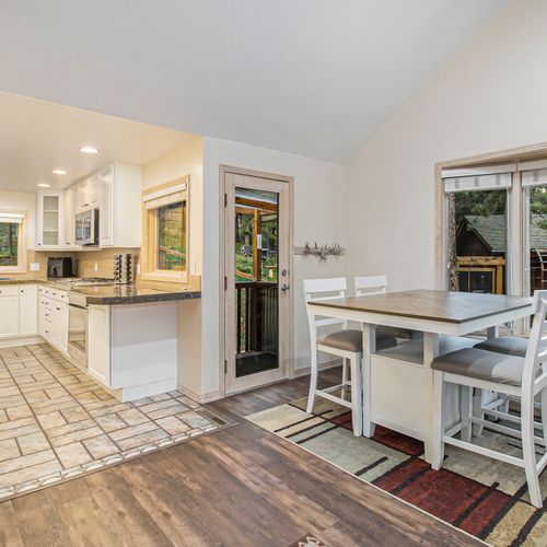 Functional flow from kitchen to dining.