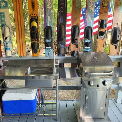 Exterior:  the outdoor sink and gas grill