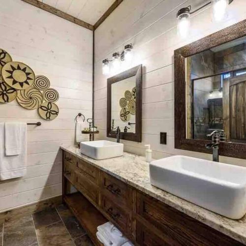 This Master bath is also equipped with a double vanity and walk-in shower!