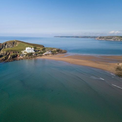 Burgh island - accessible when the tide goes out.