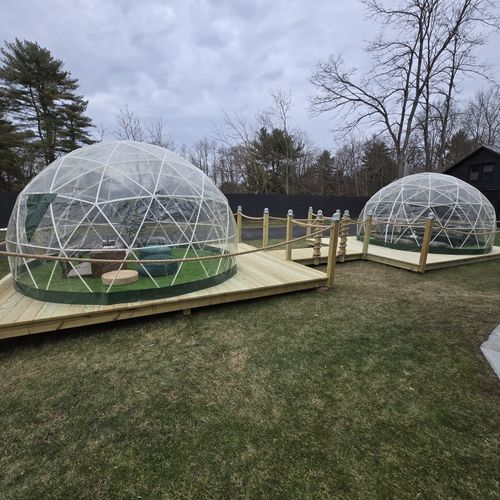 These igloos have a greenhouse affect, allowing you and your group to enjoy time outside all year round.