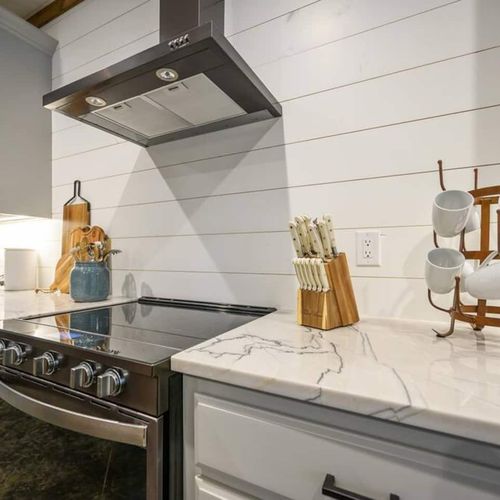 Oven and electric stove.
