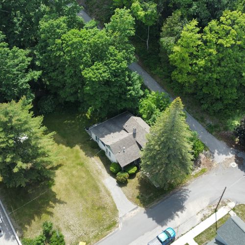Exterior:  an aerial photo from almost directly above the house.