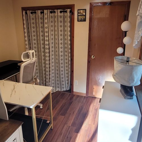 Office/laundry:  the office that provides a good space for laptop or pc use with the laundry machines behind the curtain
