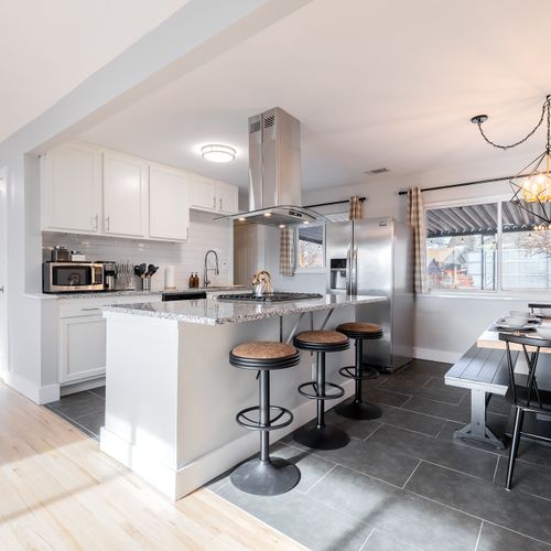 The open concept kitchen and living room is perfect for entertaining.