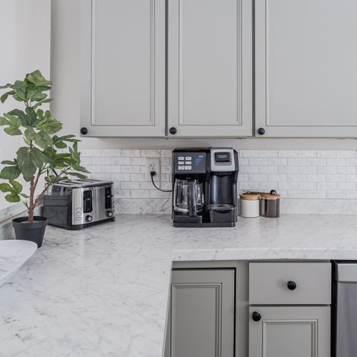 white granite top counters