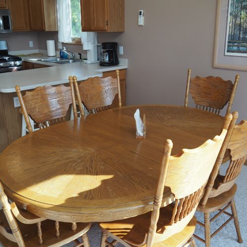 Dining area:  the home has a cute dining area with great views and seating for 6 adults.