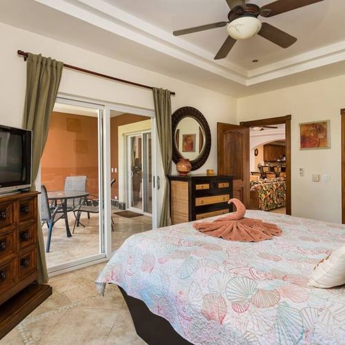 The master bedroom also has cable TV.