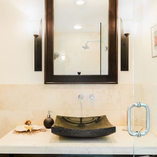 Organic bathroom essentials and quality towels.