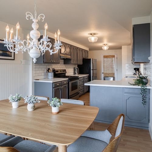 Open dining and kitchen areas make meal prep fun!