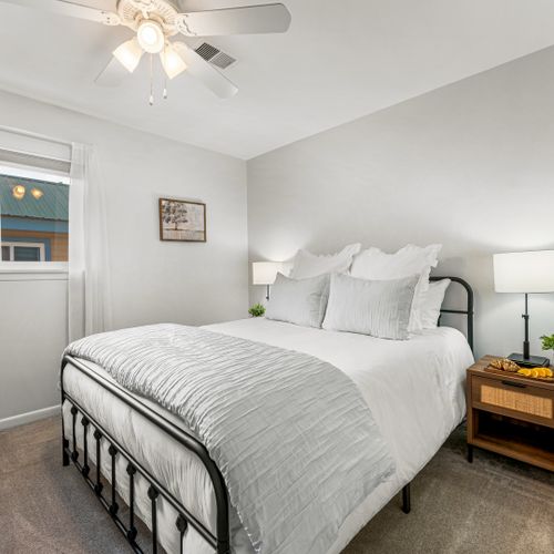 Cozy textures paired with soothing neutral colors create a peaceful sanctuary for rest.