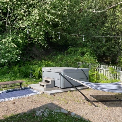 Overall:  the hot tub and hammock in the back yard!