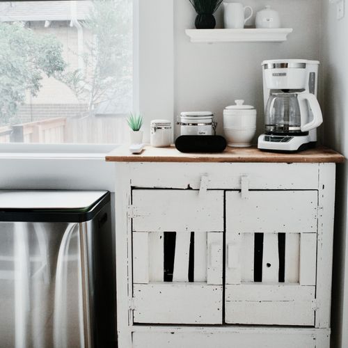 Coffee station stocked and ready for your morning brew.