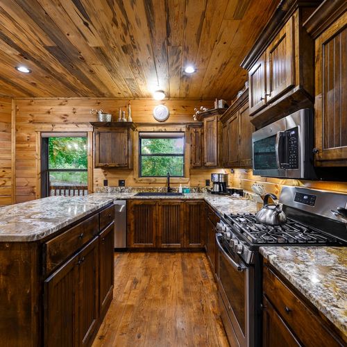 The kitchen with updated amenities.