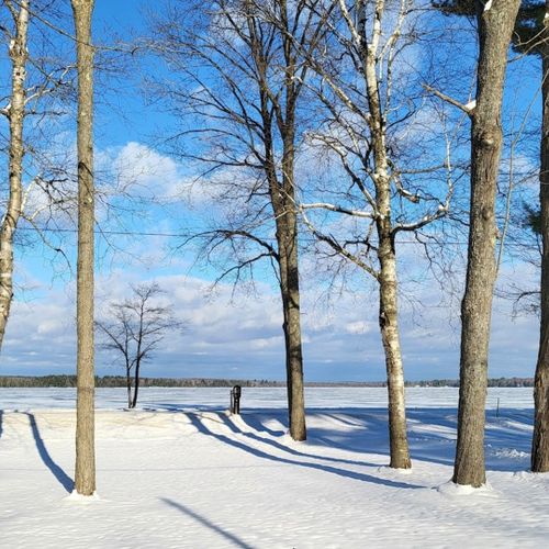 Exterior:  looking out towards manistee lake in winter