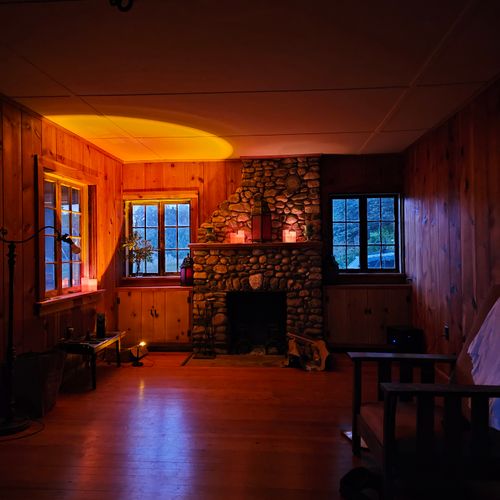 Overall:  the fireplace during the evening