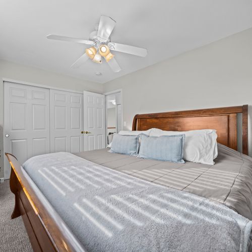 Calm sleeping space designed for comfort, privacy, and uninterrupted rest in the comfortable king size bed.
