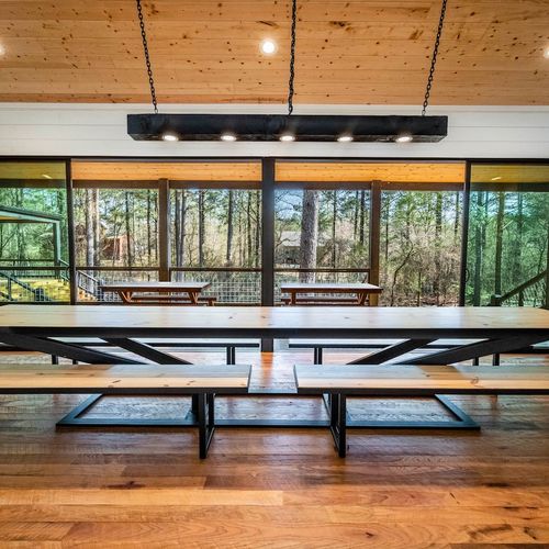 The double picnic style dining table!