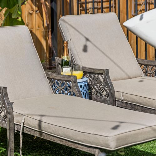 Relax in privacy — sun lounging to fireside.