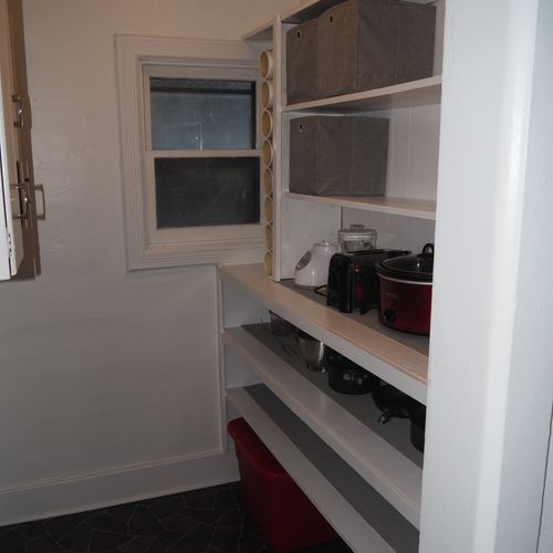Pantry:  there is a large pantry next to the kitchen. It has plenty of storage space and also additional cooking and dining utensils.