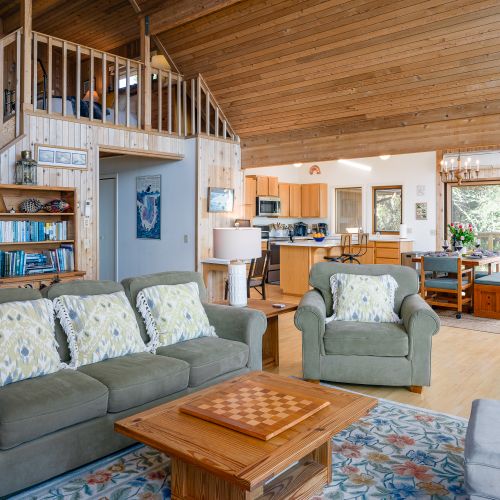 With an open concept, meals and relaxing together is easy.