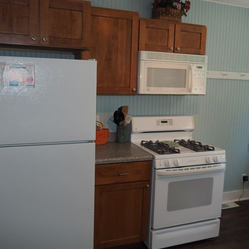 Kitchen:  the apartment has a full kitchen with all appliances including a dishwasher.