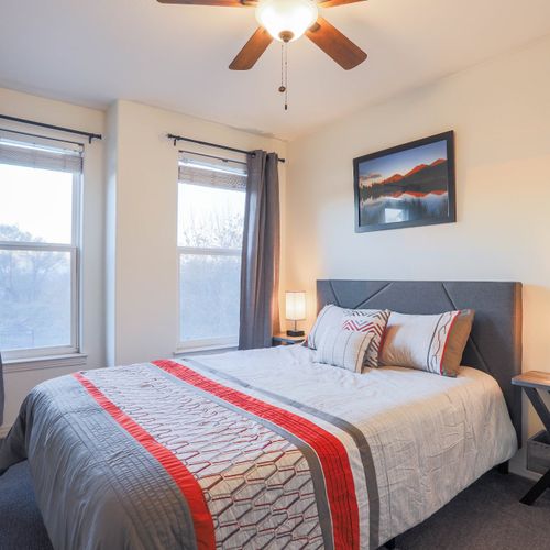 Perfect solo or couple’s retreat with ceiling fan.