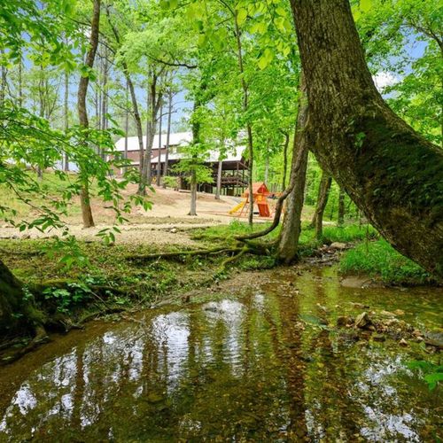 The creek runs right next to the cabin!