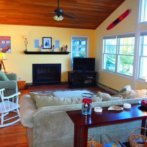 Overall:  the large living room that includes a great view of the lake from the many windows. (note that the fireplace is not for guest usage. )