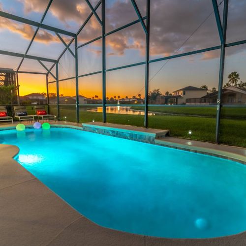 Property pool night view