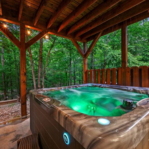 An 8-person hot tub is the perfect way to unwind at Redberry!